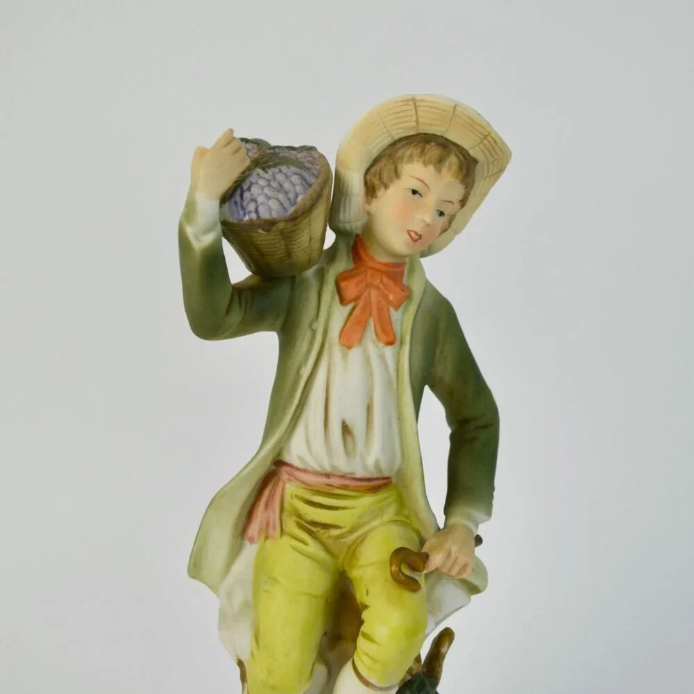 Homco Tuscany Boy with Basket of Grapes Vintage DAMAGED HAND